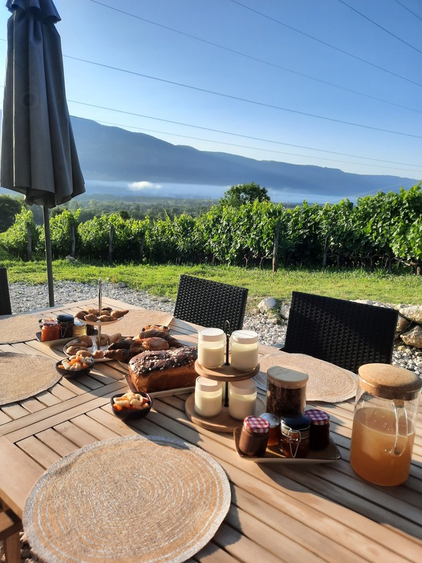petit déjeuner en terrasse gîte Lyon